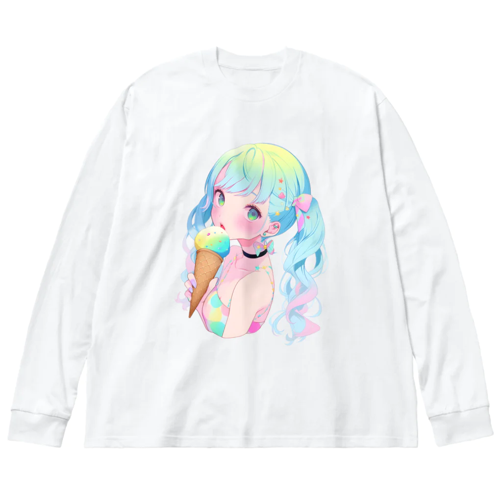 ヤバいTシャツ屋しゃんの暑い夏はアイスだ008 Big Long Sleeve T-Shirt