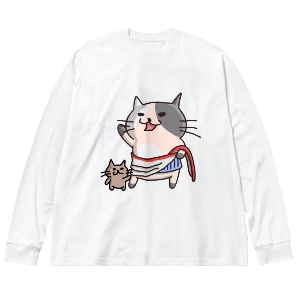 ひよこ男爵とまだむにゃんのにゃうぐすとぅす ビッグシルエットロングスリーブTシャツ