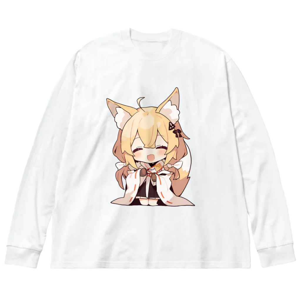 jai-to-anのミコン (Mikon) ver.1 狐の神様、きつね、キツネ ビッグシルエットロングスリーブTシャツ