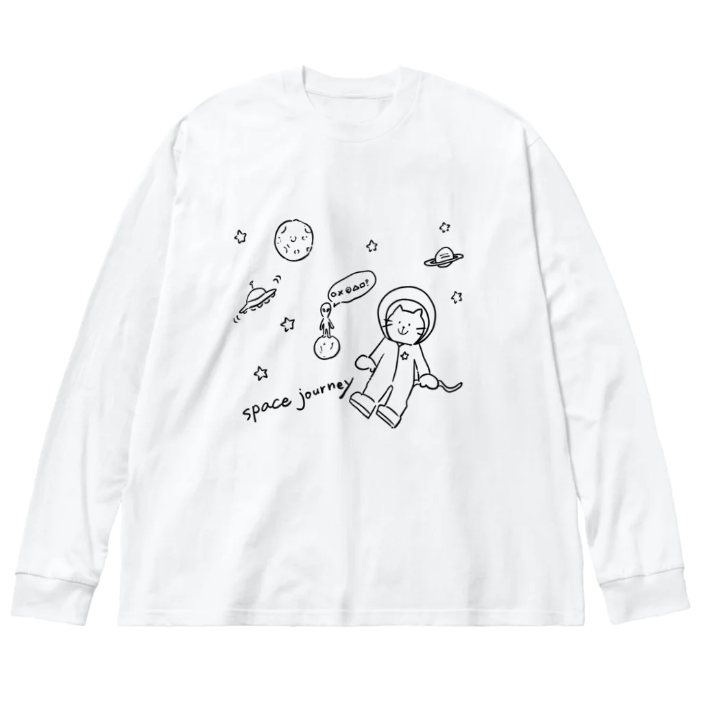 ひよこ工房の宇宙と猫 ビッグシルエットロングスリーブTシャツ