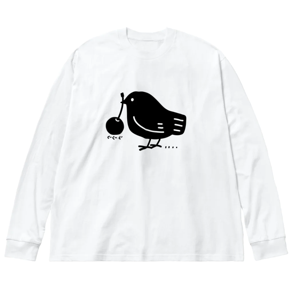 イラスト MONYAAT のみつぐトリ黒 Big Long Sleeve T-Shirt