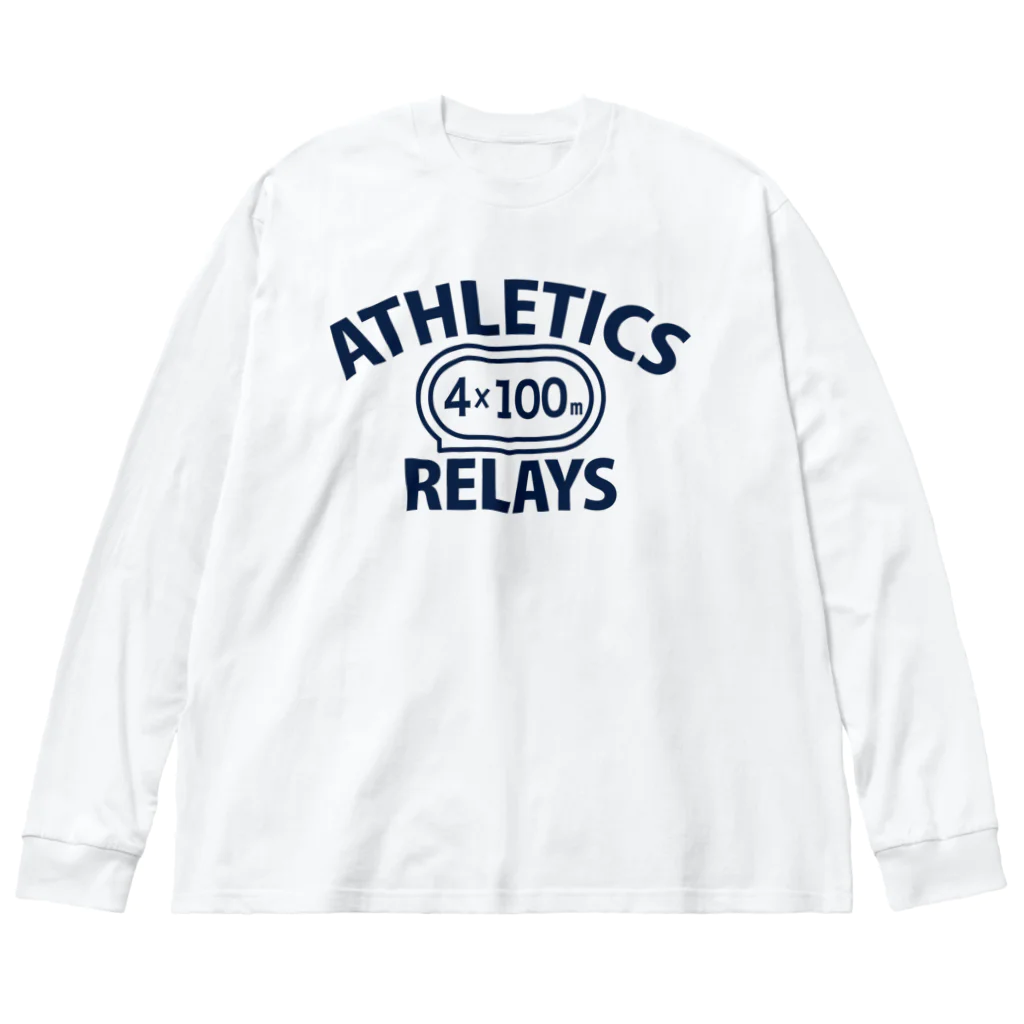 sports_tower スポーツタワーの4×100mリレー・リレー競走・400メートルリレー走・グッズ・オリジナル・デザイン・Tシャツ・陸上部・男子・女子・美男子・美女・かっこいい・かわいい・選手・400mR・4継・四継・よんけい・入賞・応援 Big Long Sleeve T-Shirt