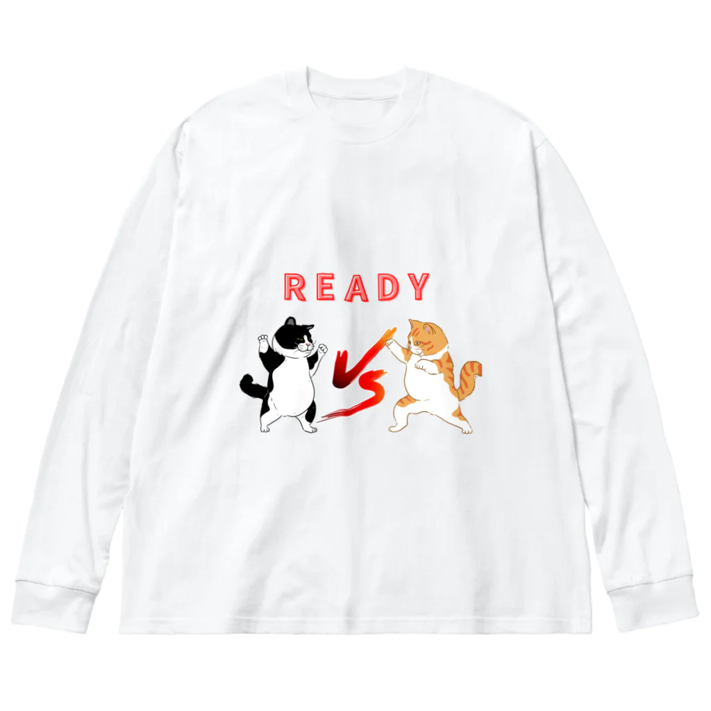 ToFu Creative Studioの猫の戦い ビッグシルエットロングスリーブTシャツ