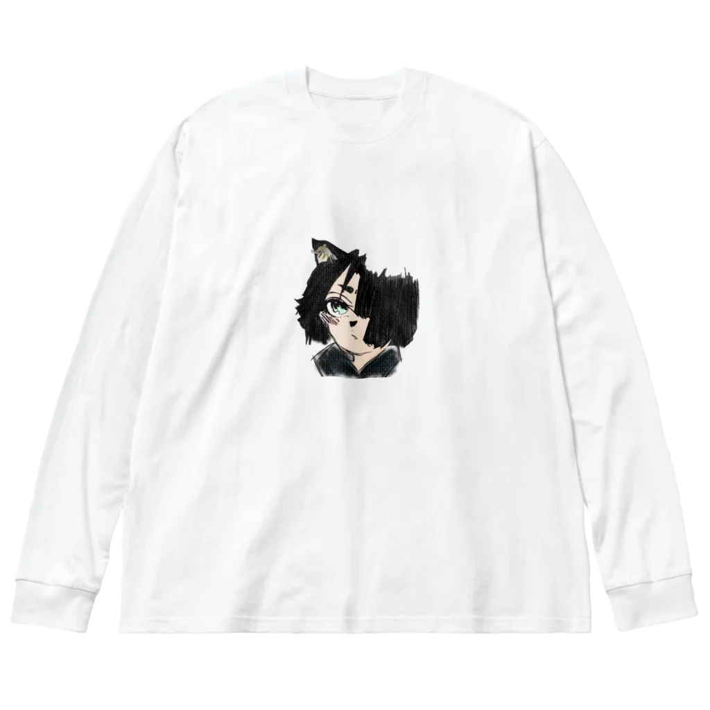 みつまめこshopの猫耳少女 ビッグシルエットロングスリーブTシャツ