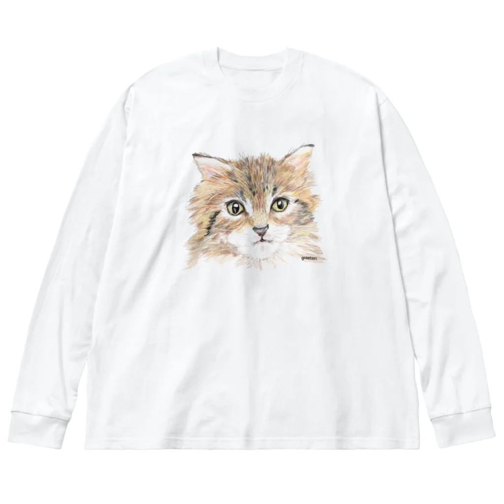 greetenのアート猫　茶トラ ビッグシルエットロングスリーブTシャツ