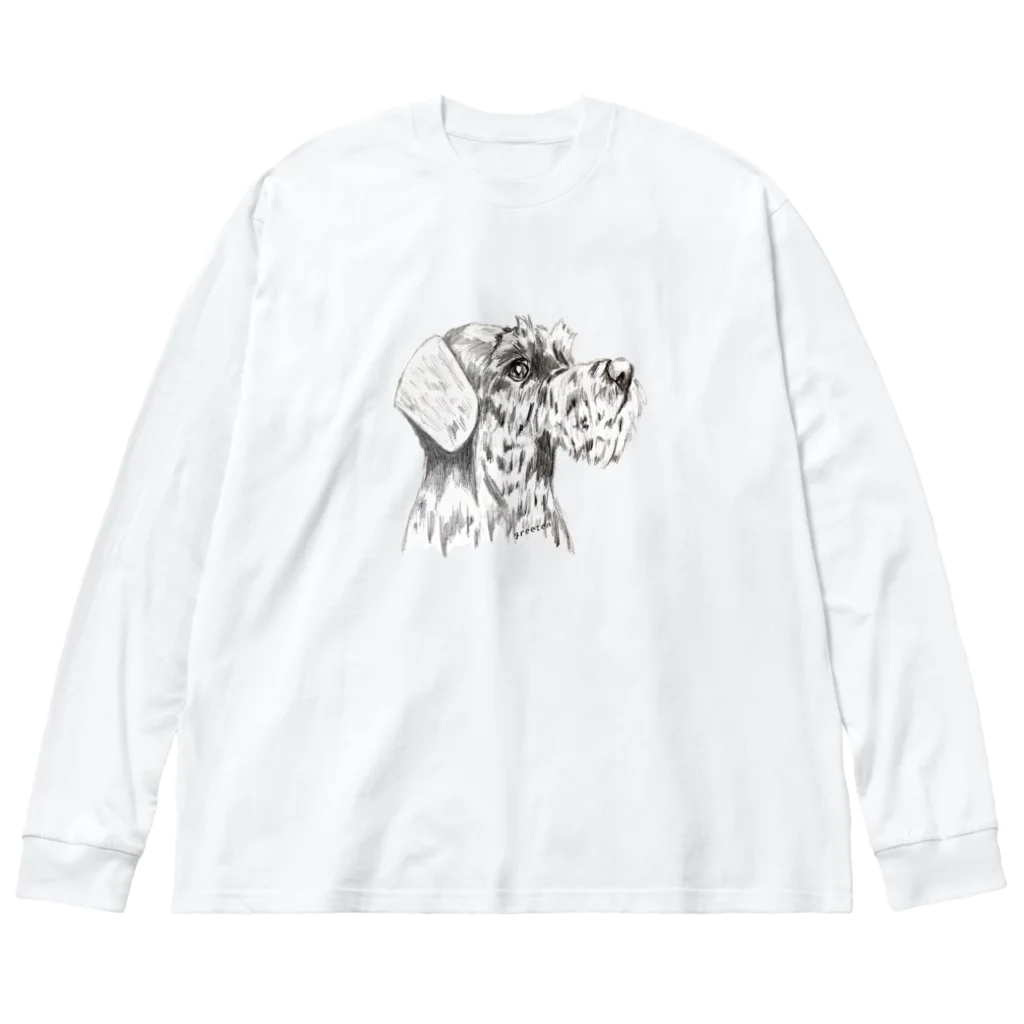 greetenのシュナウザー　テリアアート犬 ビッグシルエットロングスリーブTシャツ