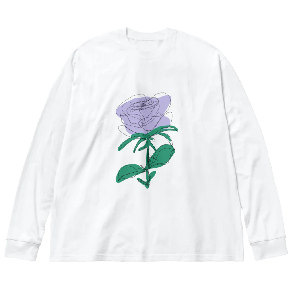 サラスシのmy ROSE パープル Big Long Sleeve T-Shirt