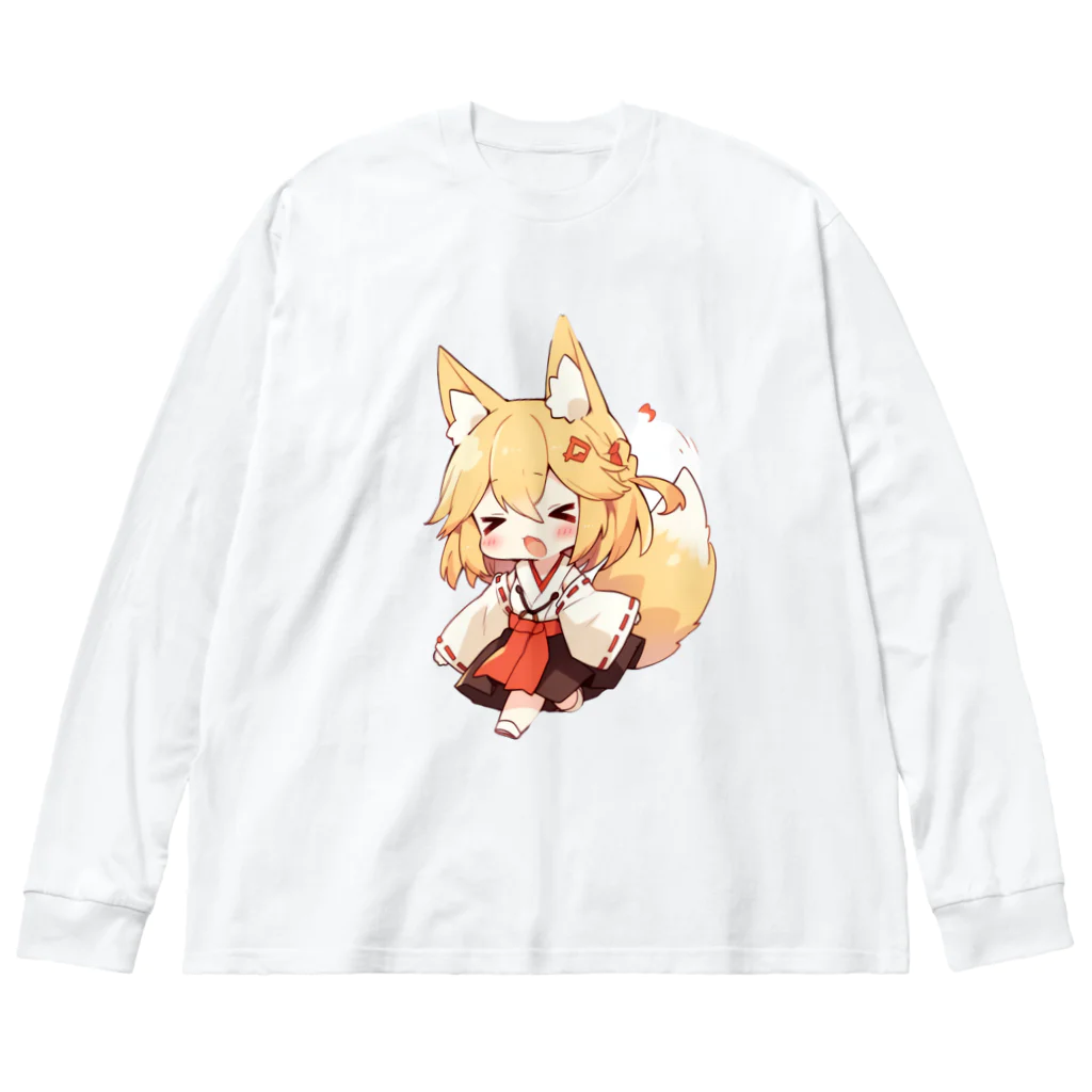 jai-to-anのミコン (Mikon) ver.4　狐の神様、きつね、キツネ ビッグシルエットロングスリーブTシャツ