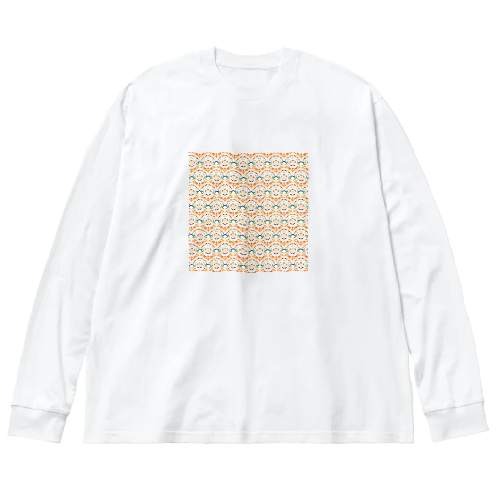 🍩tarojiro(たろじろ) shop🍩のCOLORFUL POPCORN MONSTERS by AI模様 Big Long Sleeve T-Shirt