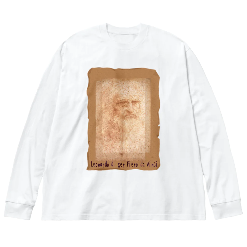 アニマル四字熟語のレオナルド・ダ・ヴィンチ　絵画アートシリーズ　自画像 Big Long Sleeve T-Shirt