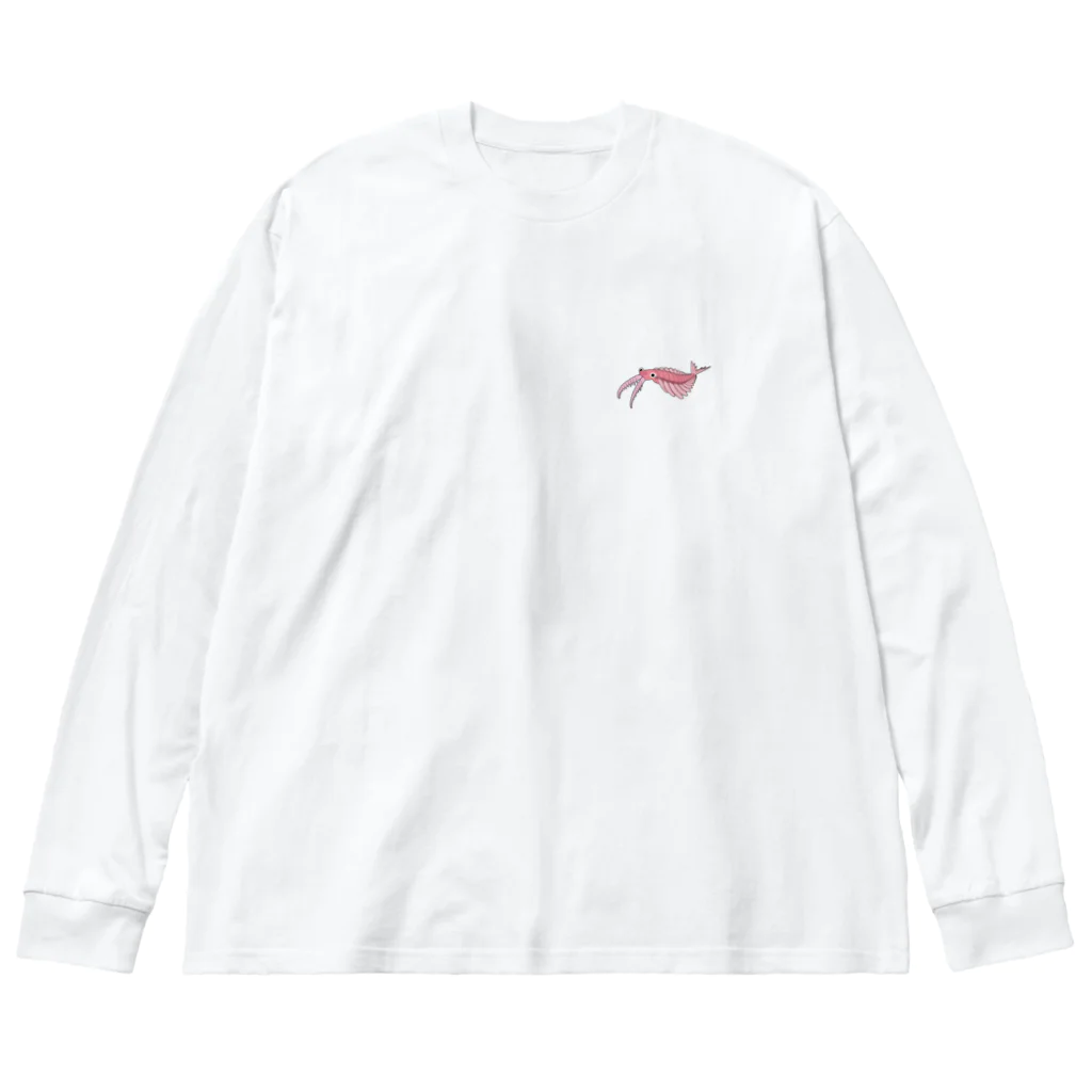 puikkoの古生物　アノマロカリス2（ワンポイント） ビッグシルエットロングスリーブTシャツ