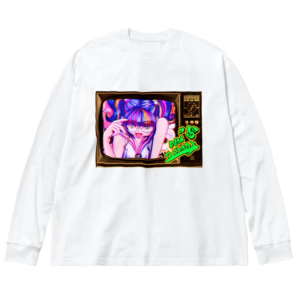 モダンラヂオの【昭和ヤンキー少女】レトロTV Ver. Big Long Sleeve T-Shirt