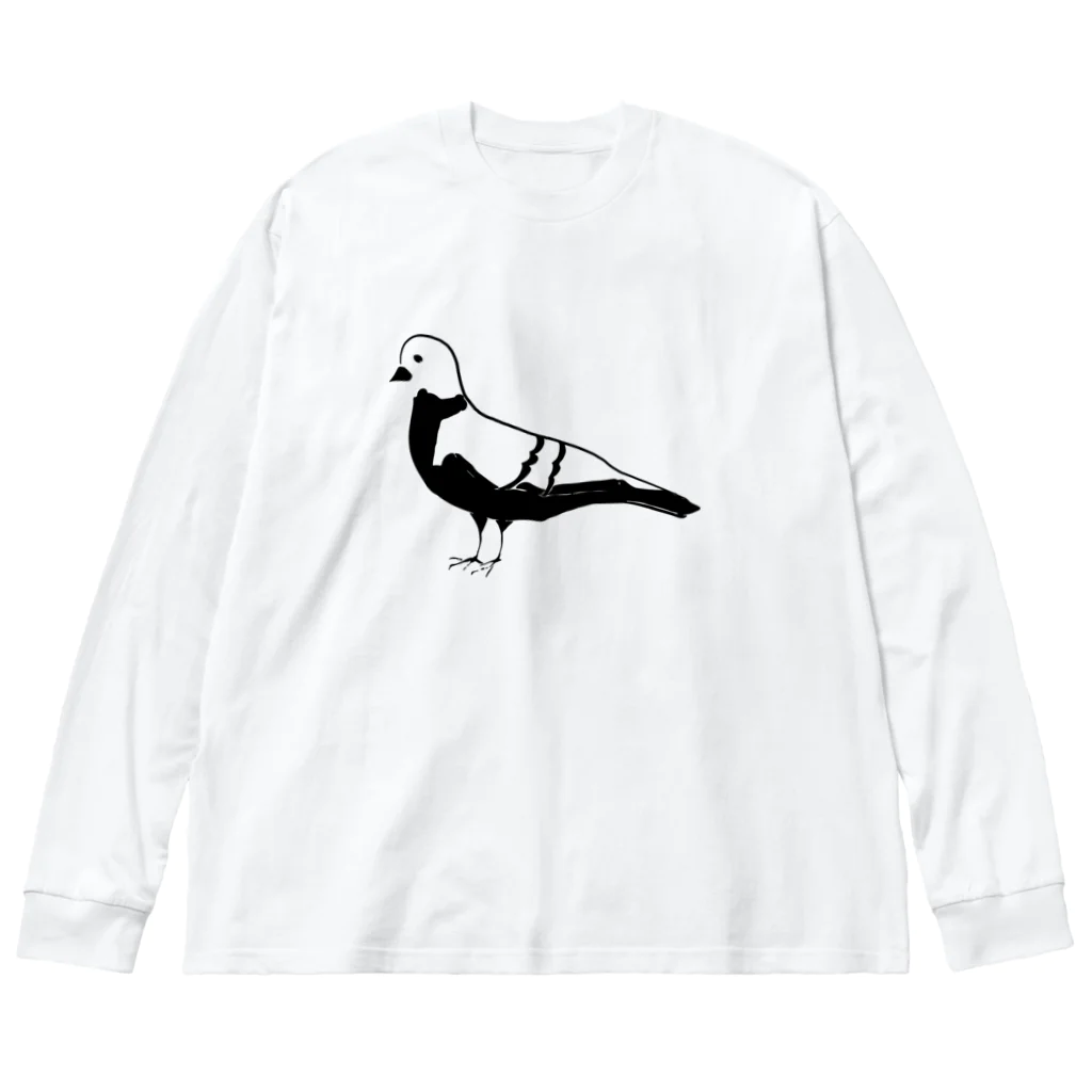 chicodeza by suzuriの鳩のシルエット ビッグシルエットロングスリーブTシャツ