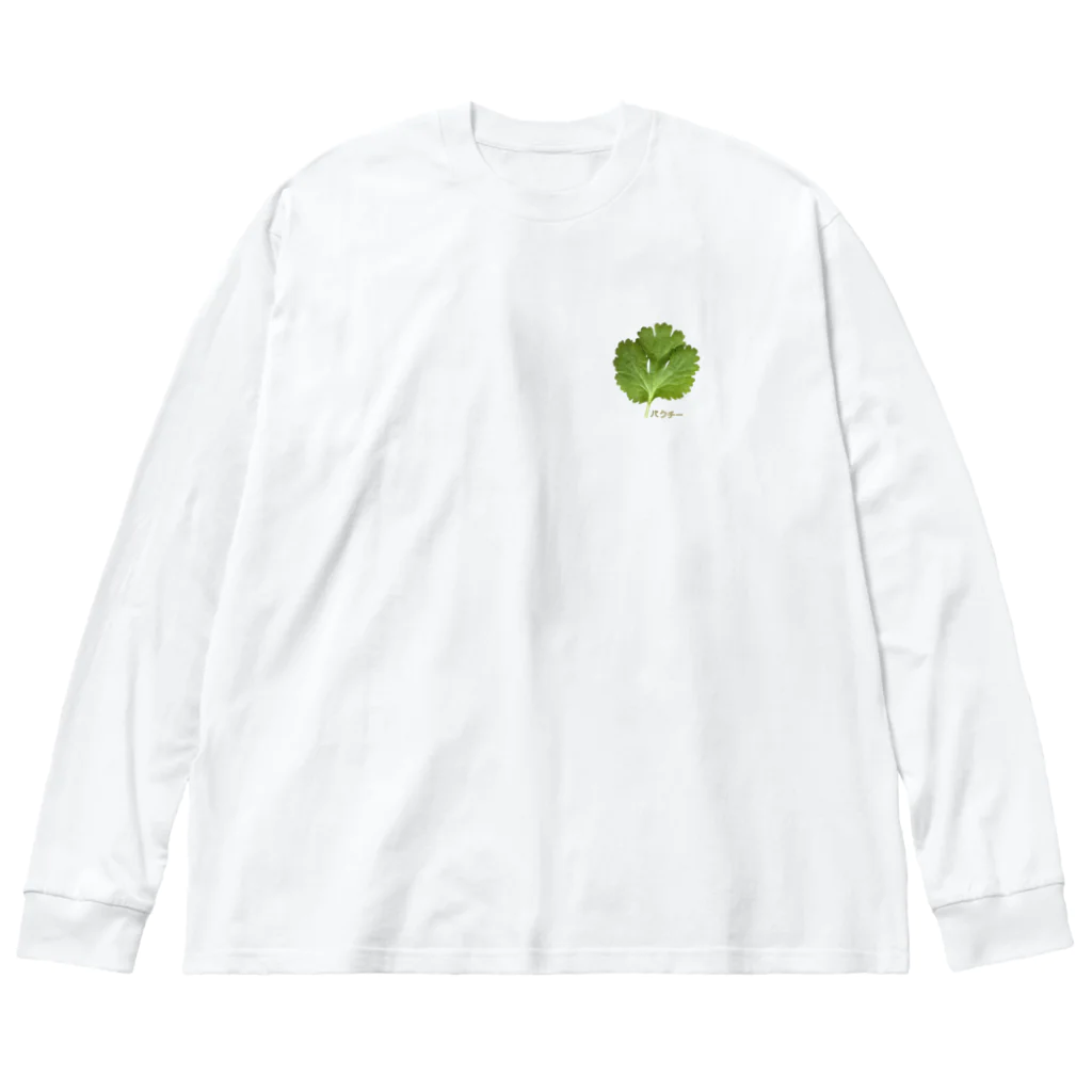 CHOSANAのワンポイントパクチー 루즈핏 롱 슬리브 티셔츠