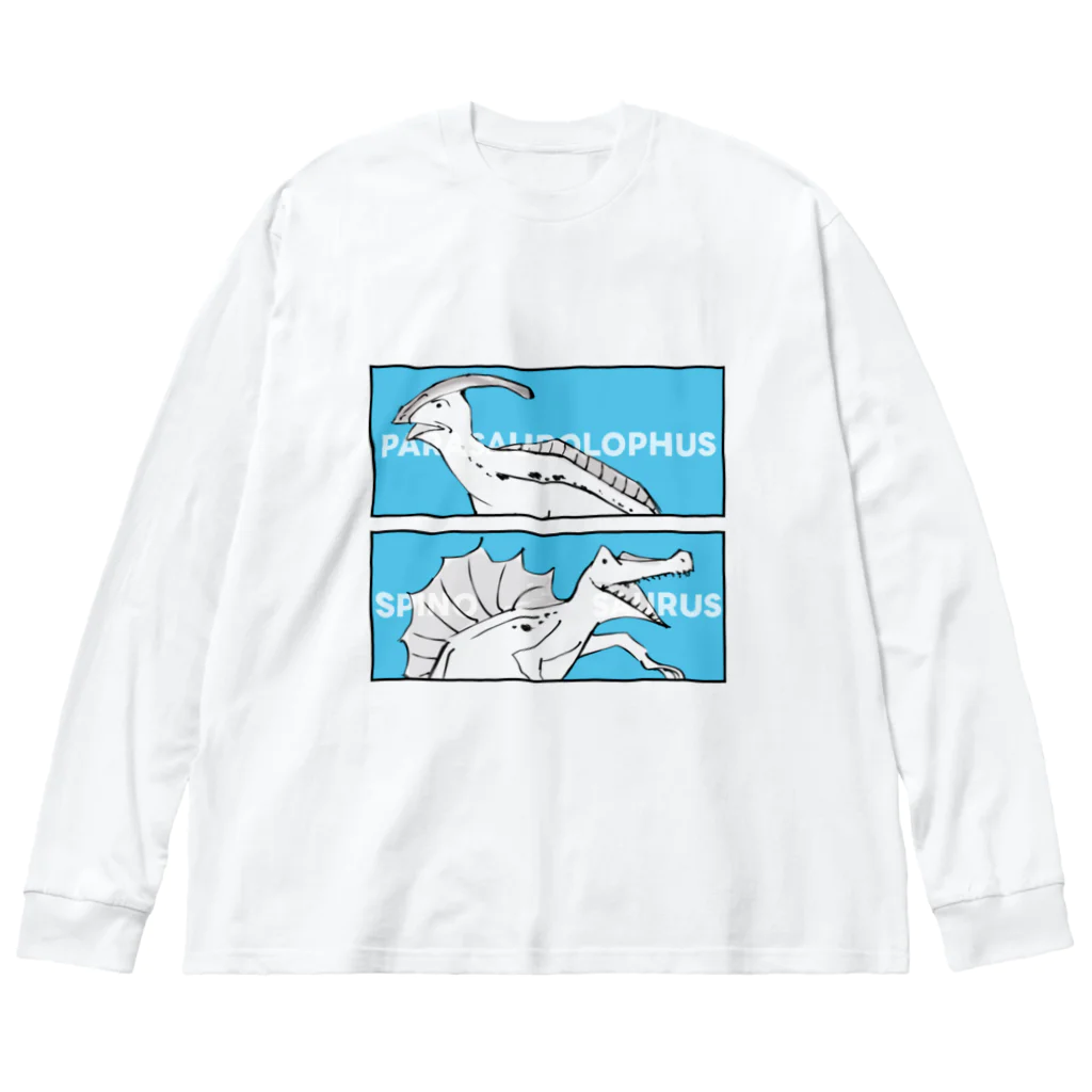 彩葉-IROHA-の戯画ザウルス(パラサウロロフス・スピノサウルス) ビッグシルエットロングスリーブTシャツ