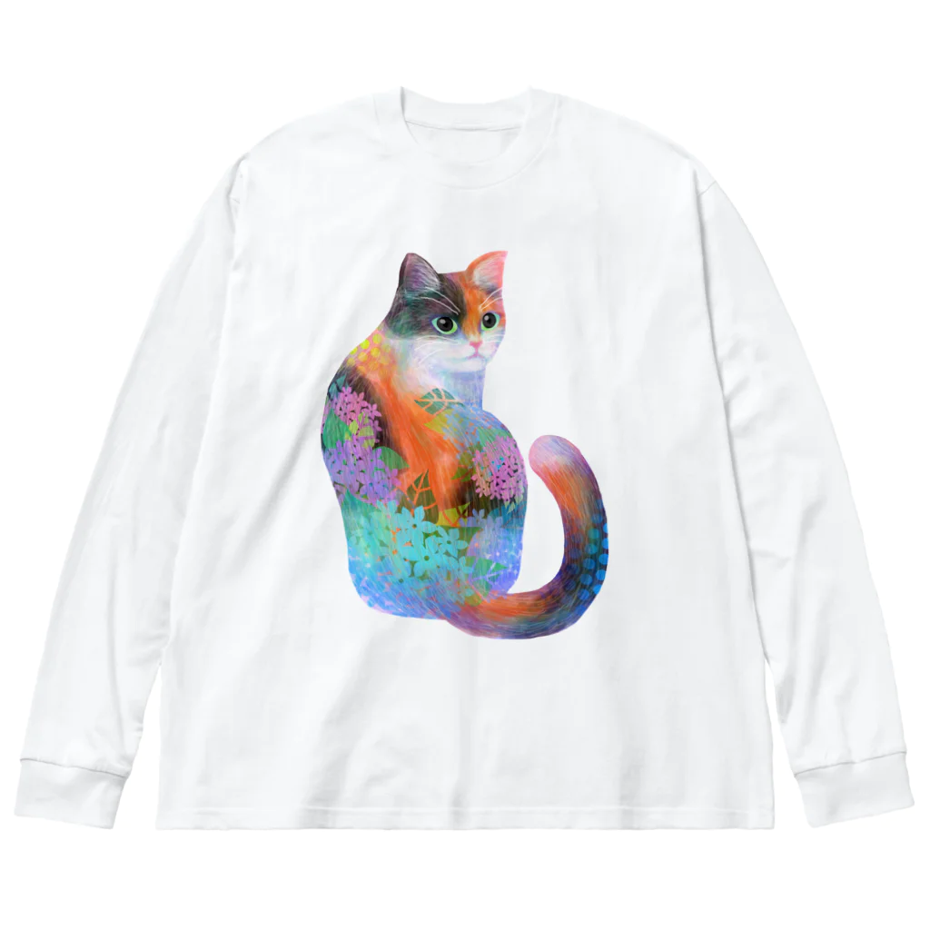 yucca-ticcaの三毛猫 ビッグシルエットロングスリーブTシャツ