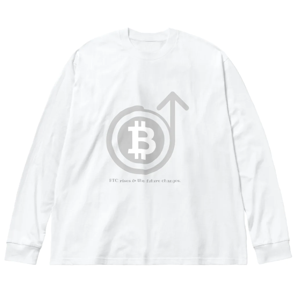 仮想通貨グッズショップの急上昇ビットコインシリーズ（灰ロゴ） ビッグシルエットロングスリーブTシャツ