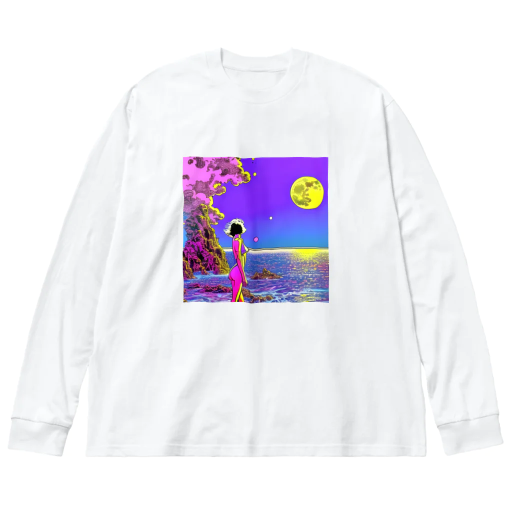 おもしろTシャツ屋さん YUTTARIの月シリーズ　② Big Long Sleeve T-Shirt