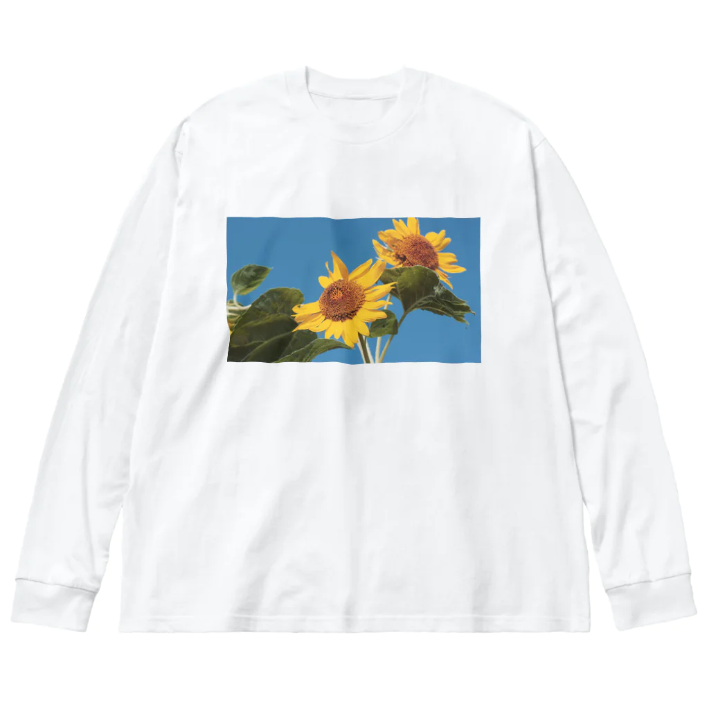 akane_art（茜音工房）の癒しの風景（ヒマワリ） ビッグシルエットロングスリーブTシャツ