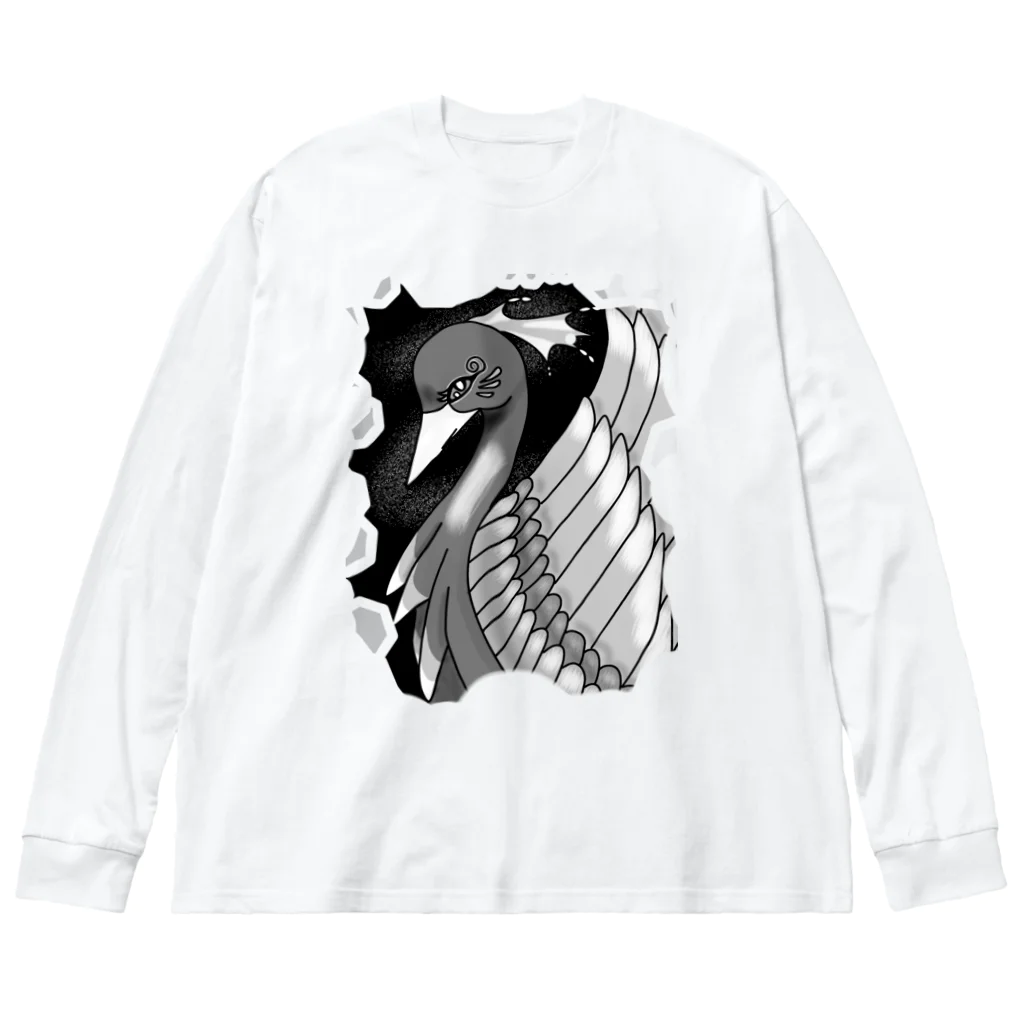 greetenの不死鳥アート　モノクロ Big Long Sleeve T-Shirt