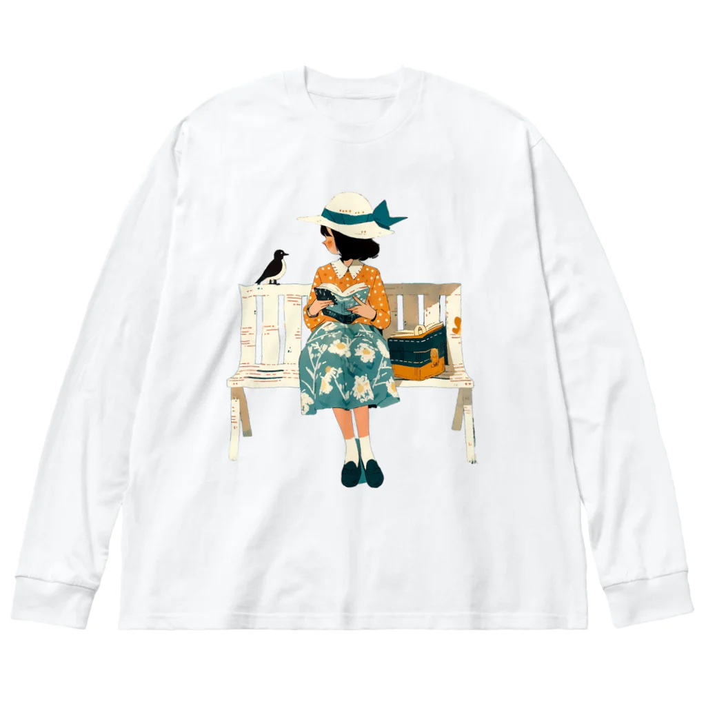 桜音ことこ企画の小鳥と少女のベンチ Big Long Sleeve T-Shirt