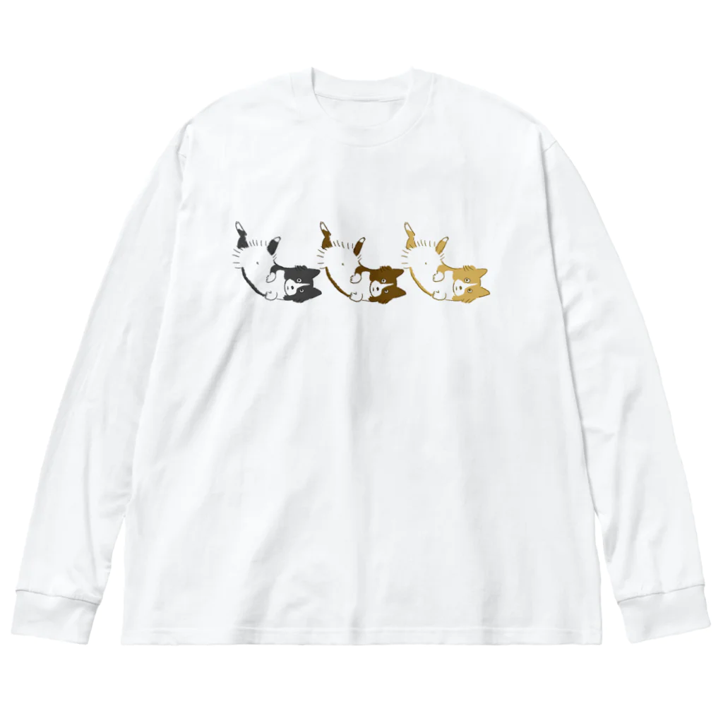 【お店】ボーダーコリーのモクのへそてんいぬ(三兄弟) Big Long Sleeve T-Shirt