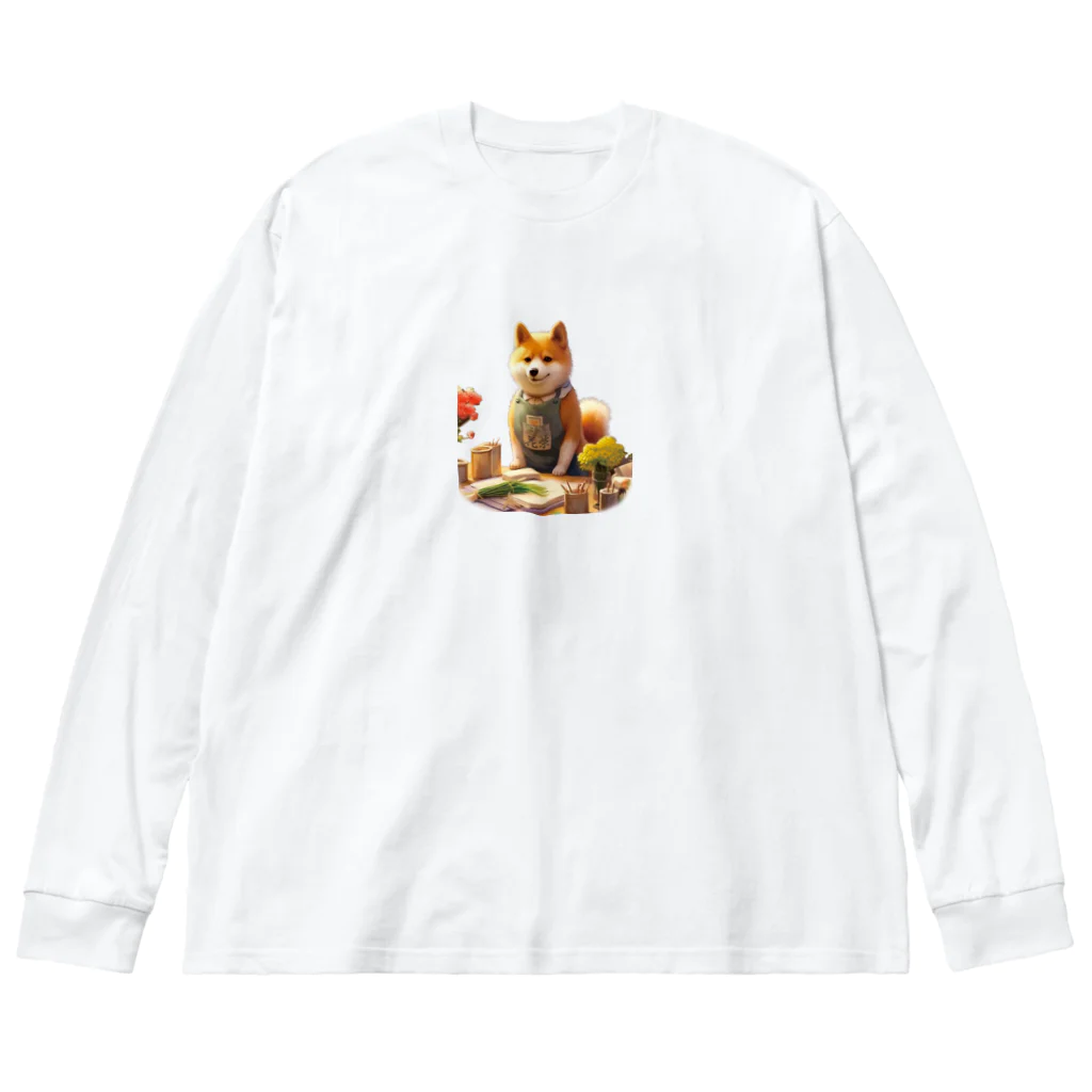 桜音ことこ企画の柴犬の花屋v2 ビッグシルエットロングスリーブTシャツ