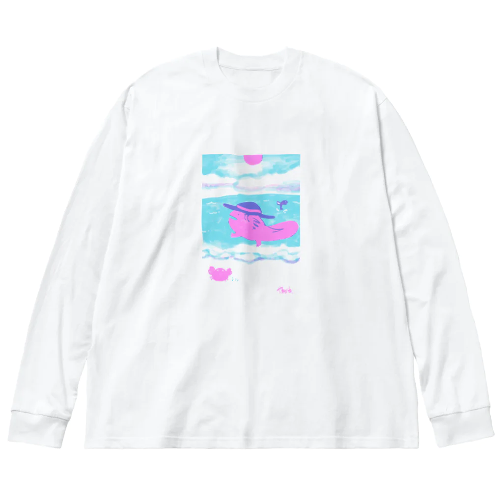 えにぐまストアの夏の海とウーパールーパー Big Long Sleeve T-Shirt