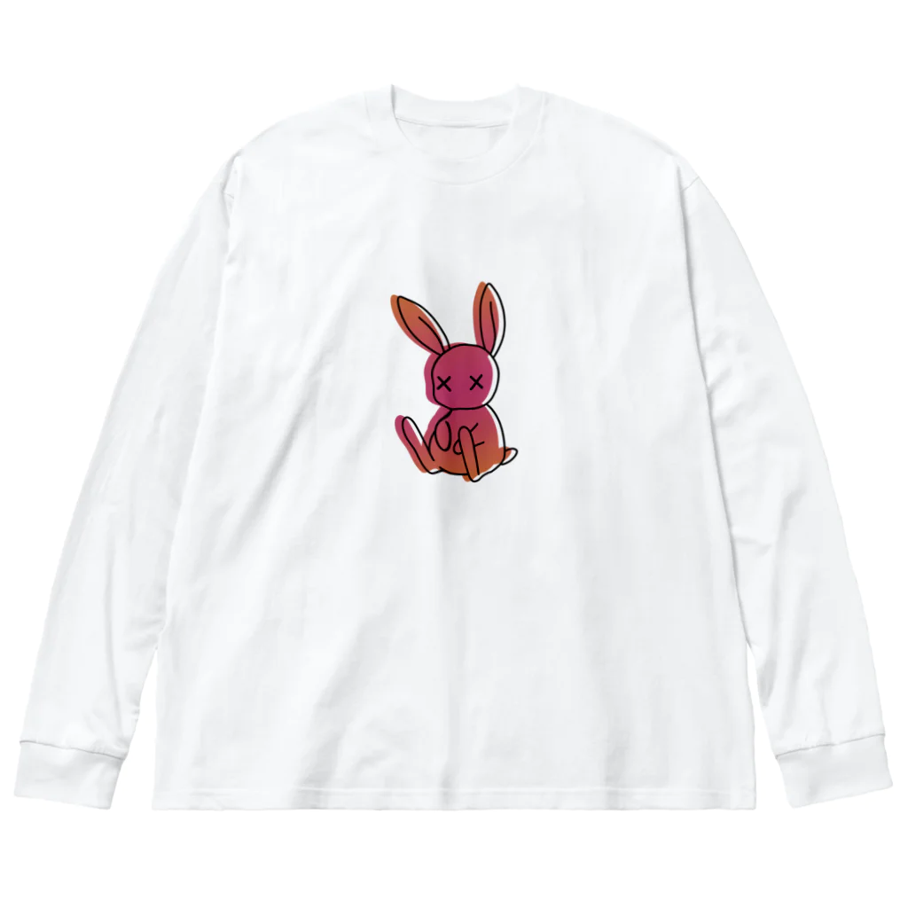 Rabbitflowerのガス欠うさ（ピンク） ビッグシルエットロングスリーブTシャツ