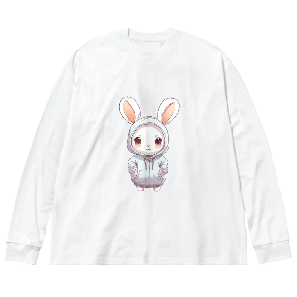 Vasetti_pressのパーカーを着ているうさぎちゃん ビッグシルエットロングスリーブTシャツ