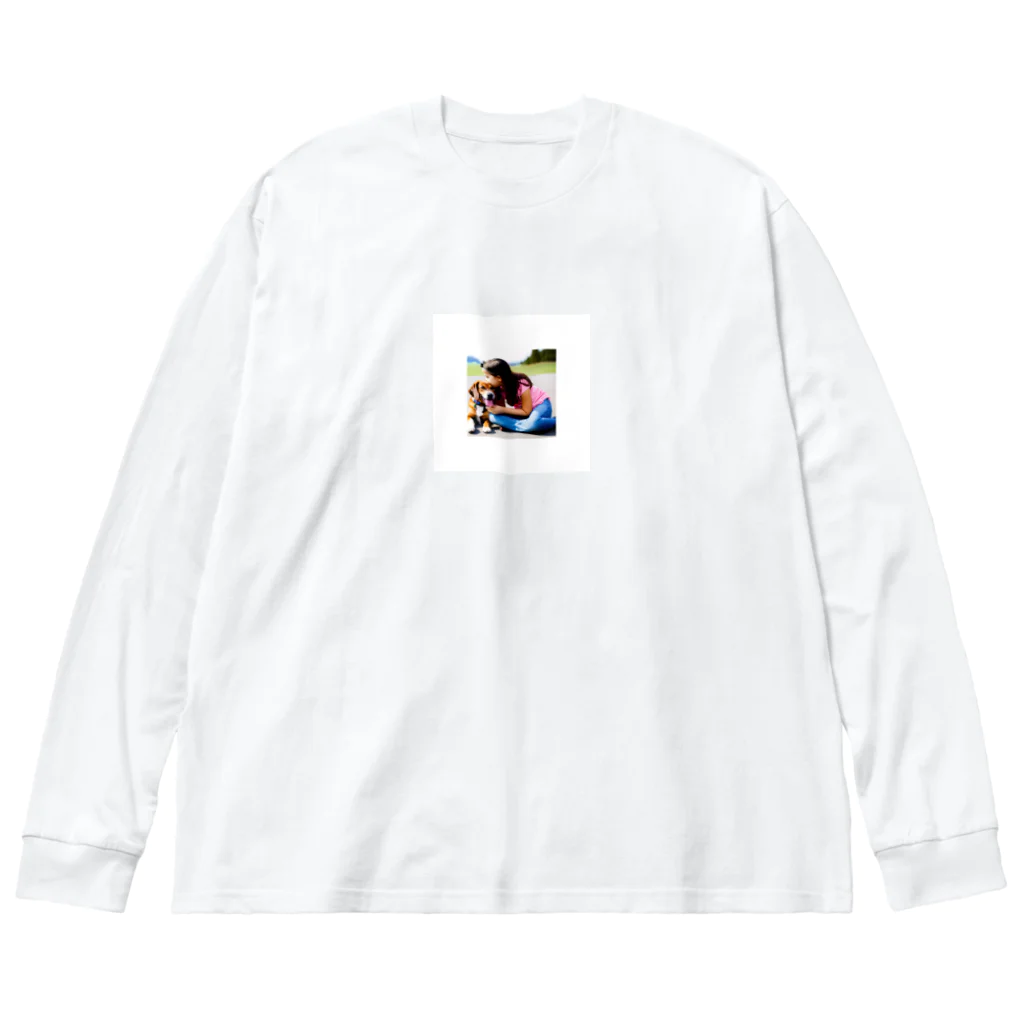 テルのビジネス大学のショップの可愛い犬と少女 Big Long Sleeve T-Shirt