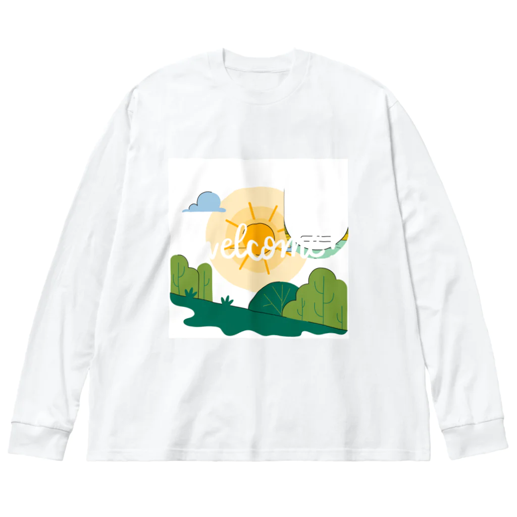 ネコにこ7820のwelcome ビッグシルエットロングスリーブTシャツ