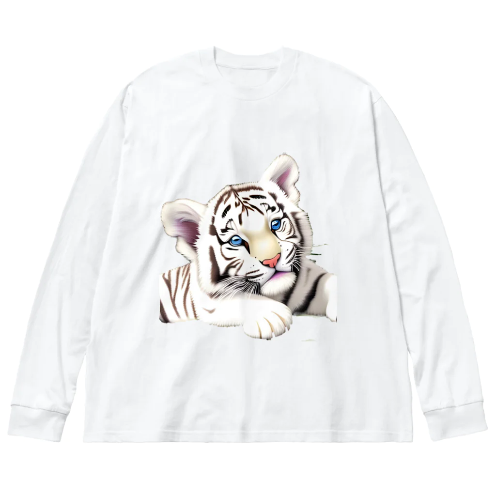 ちゅんきちショップのホワイトタイガーの赤ちゃん Big Long Sleeve T-Shirt