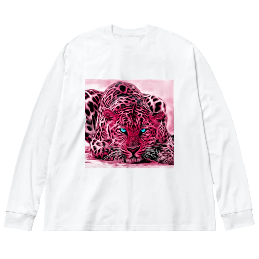 mumusのヒョウのイラストグッズ ビッグシルエットロングスリーブTシャツ