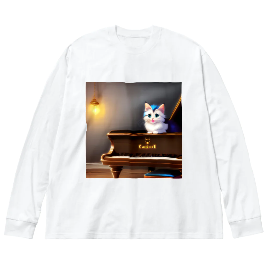 kitten pianistの子猫ピアニスト-2 ビッグシルエットロングスリーブTシャツ