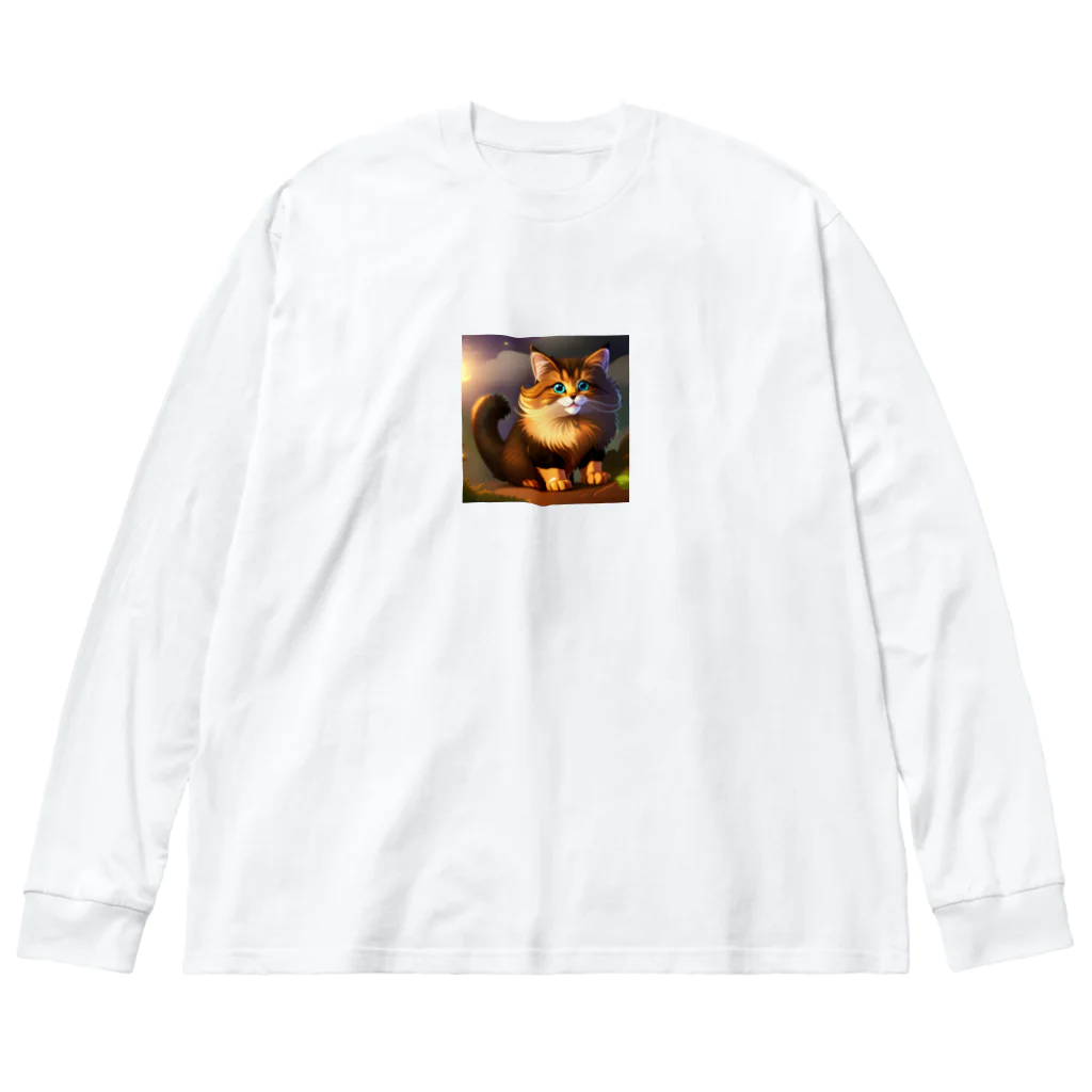 kpop大好き！のかわいい猫のイラストグッズ ビッグシルエットロングスリーブTシャツ