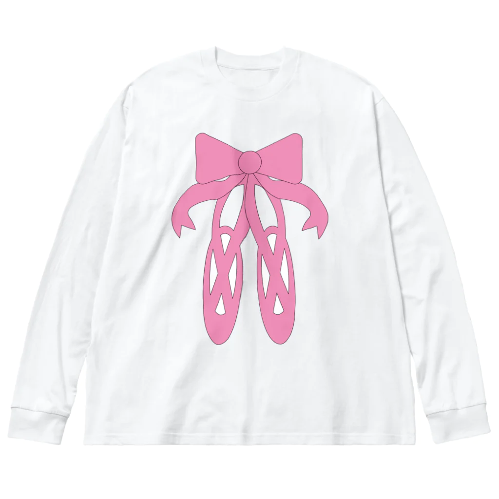 HONOMINEのピンクのバレエシューズ Big Long Sleeve T-Shirt