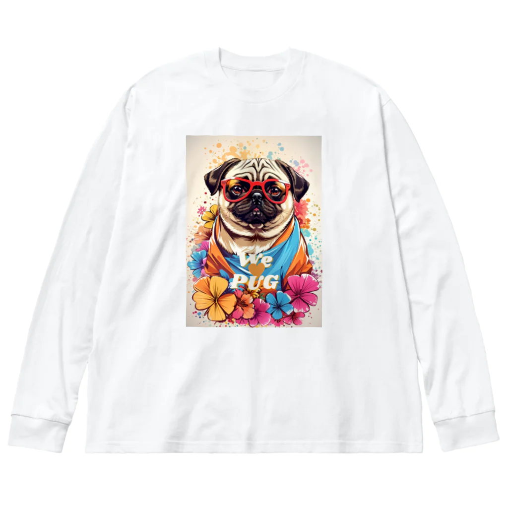 LEONのWe♥PUG　色彩（パグ大好き！） ビッグシルエットロングスリーブTシャツ