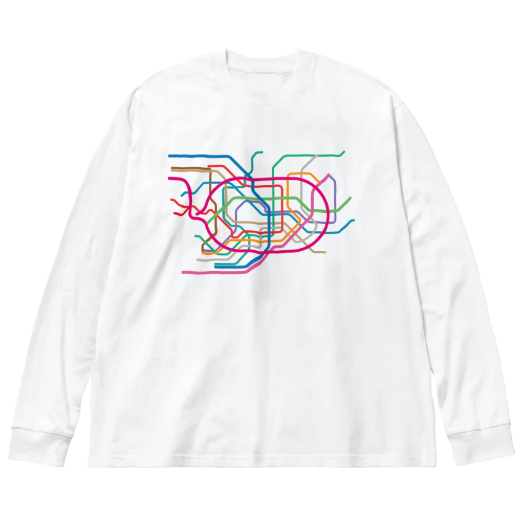 DRIPPEDの東京地下鉄路線図-東京メトロ路線図 ROUTE MAP TOKYO METROPOLITAN AREA- Big Long Sleeve T-Shirt