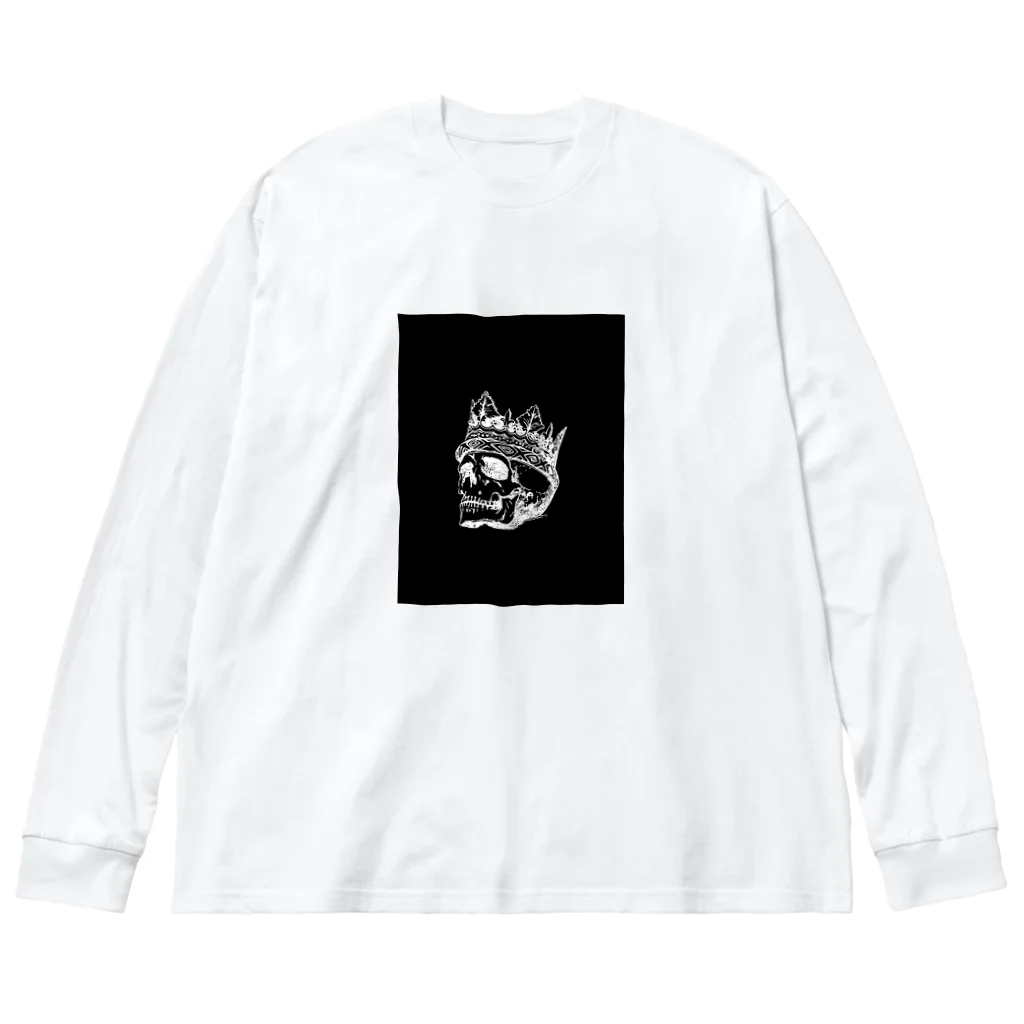 COOL&SIMPLEのBlack White Illustrated Skull King  ビッグシルエットロングスリーブTシャツ