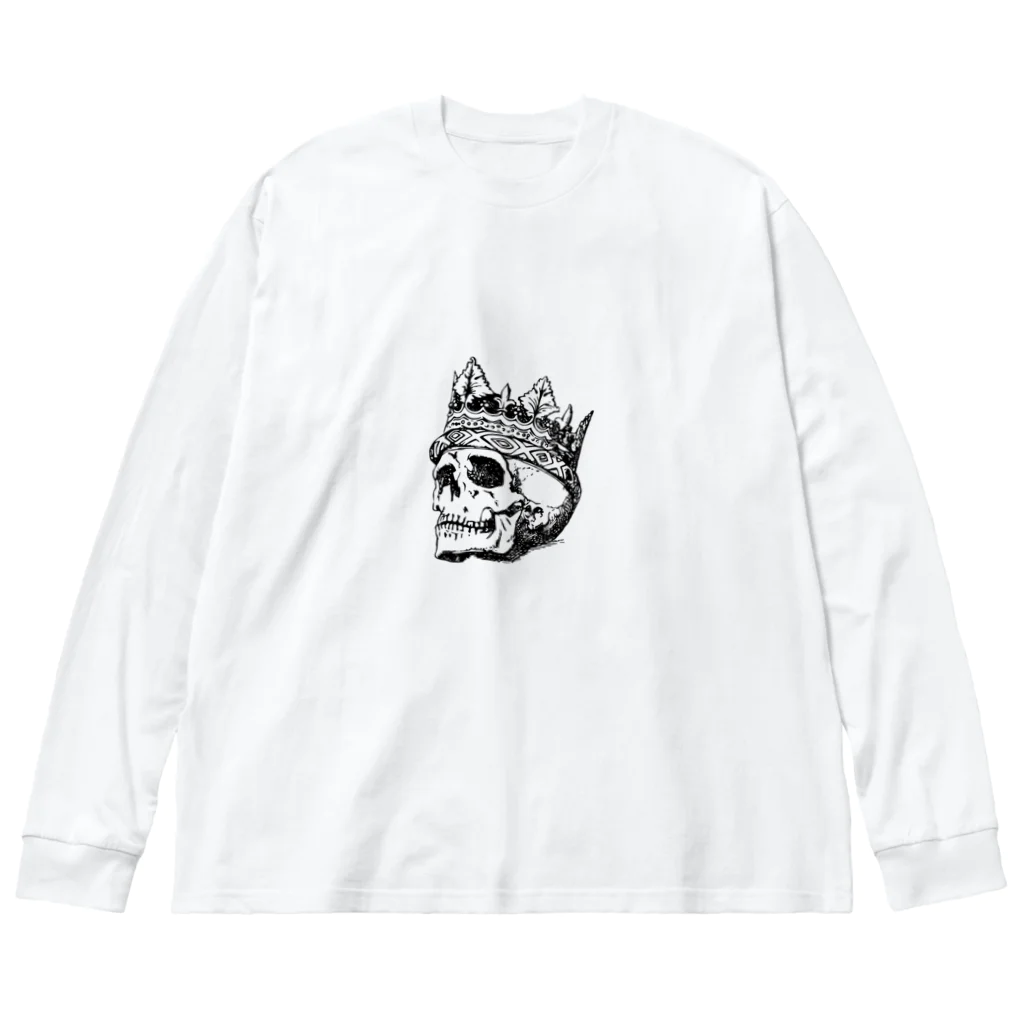 COOL&SIMPLEのBlack White Illustrated Skull King  Big Long Sleeve T-Shirt