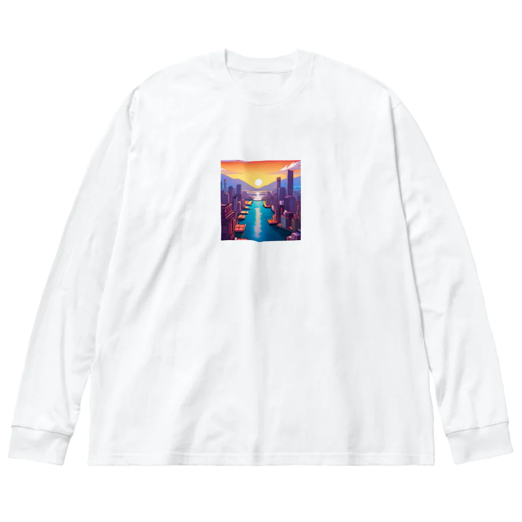 pixel-martの夕日 ビッグシルエットロングスリーブTシャツ