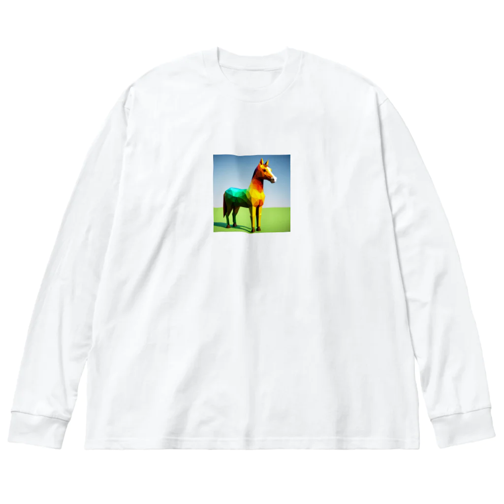 REIZAのカラフルにたたずむ馬 Big Long Sleeve T-Shirt