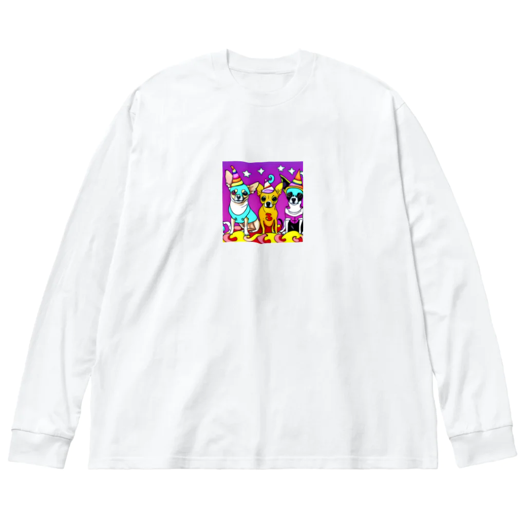 チワワ愛好家ショップのかぼちゃ大騒動！ハロウィン・チワワトリオの楽しいパーティー Big Long Sleeve T-Shirt