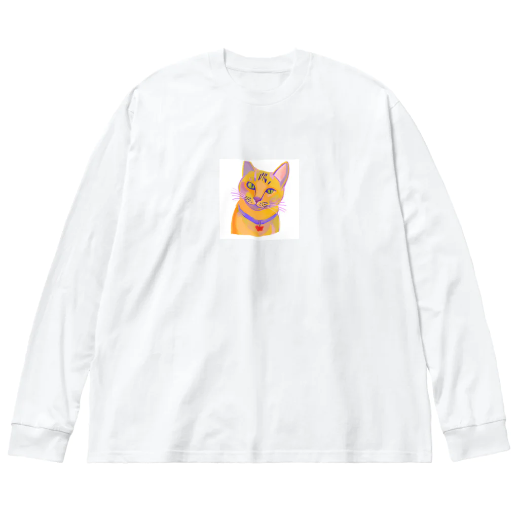 ネコフスキの鮮やかな凛々しい猫さんのイラストグッズ Big Long Sleeve T-Shirt