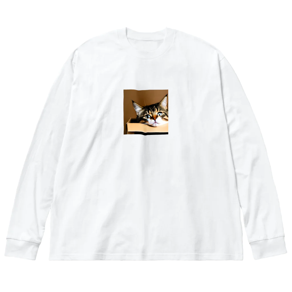 チェリオの箱に入った可愛い猫 ビッグシルエットロングスリーブTシャツ