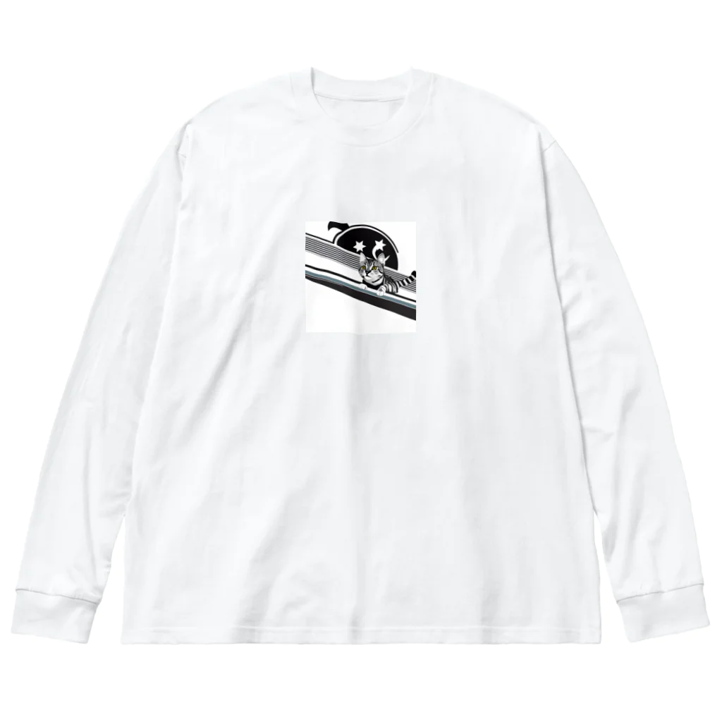 チェリオの滑り台をすべる猫 Big Long Sleeve T-Shirt