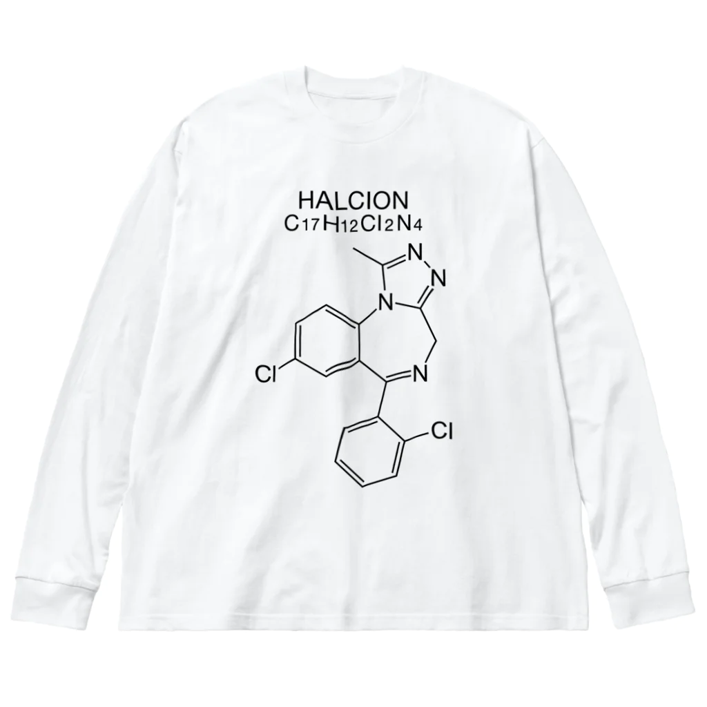 DRIPPEDのHALCION C17H12Cl2N4-ハルシオン-(Triazolam-トリアゾラム-) Big Long Sleeve T-Shirt