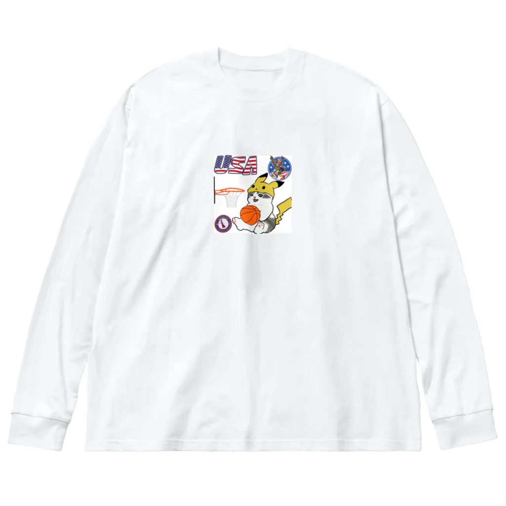 キイロチャンのバスケットボール選手の猫 Big Long Sleeve T-Shirt