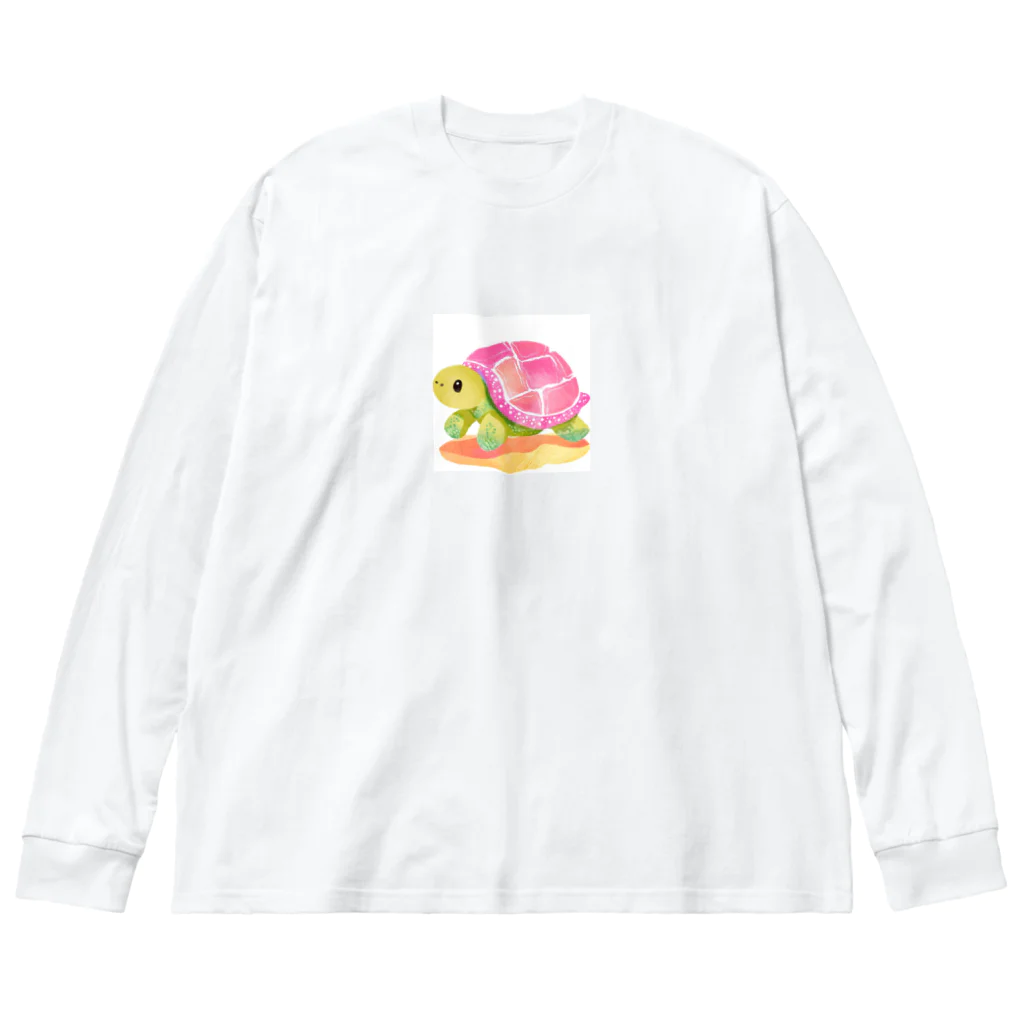 udのかわいいカメのイラストグッズ ビッグシルエットロングスリーブTシャツ